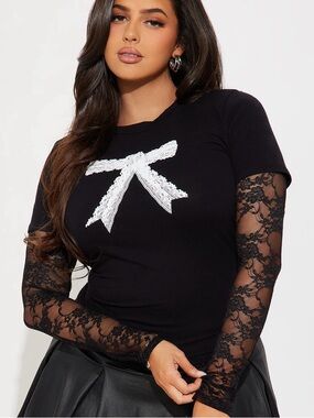 NWT Bow Lace Top - 3X